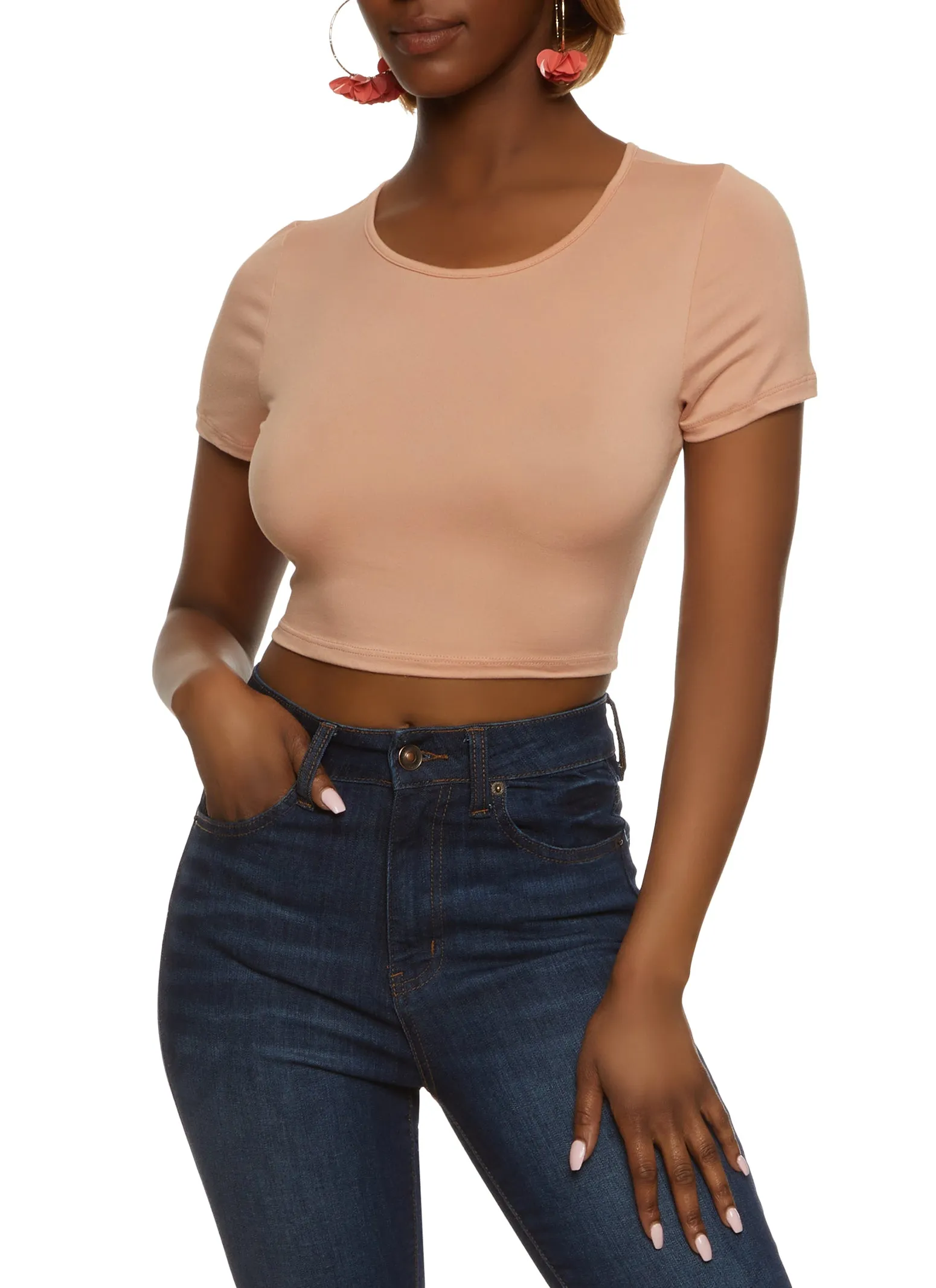 Solid Open Lace Up Back Crop Top sold by Rainbow
