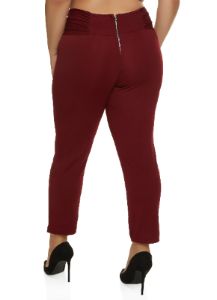 Plus Size Ruched Waist Crepe Knit Pants sold by Rainbow
