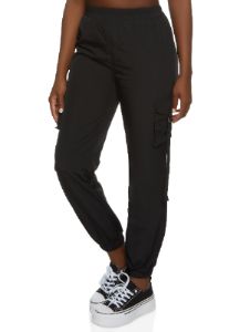 Nylon High Waisted Cargo Joggers sold by Rainbow