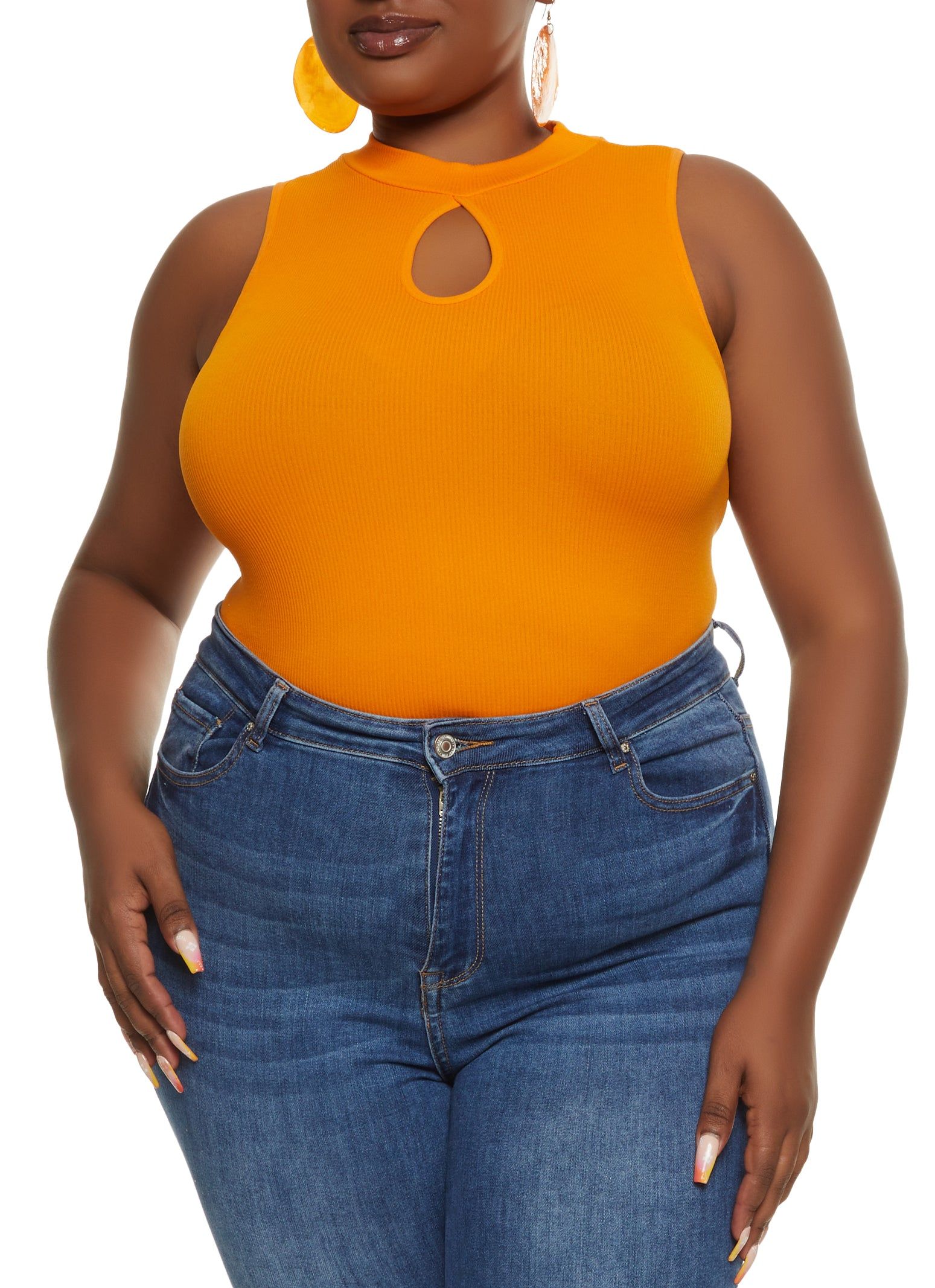 Plus Size Seamless Mock Neck Keyhole Bodysuit sold by Rainbow product image thumbnail 2