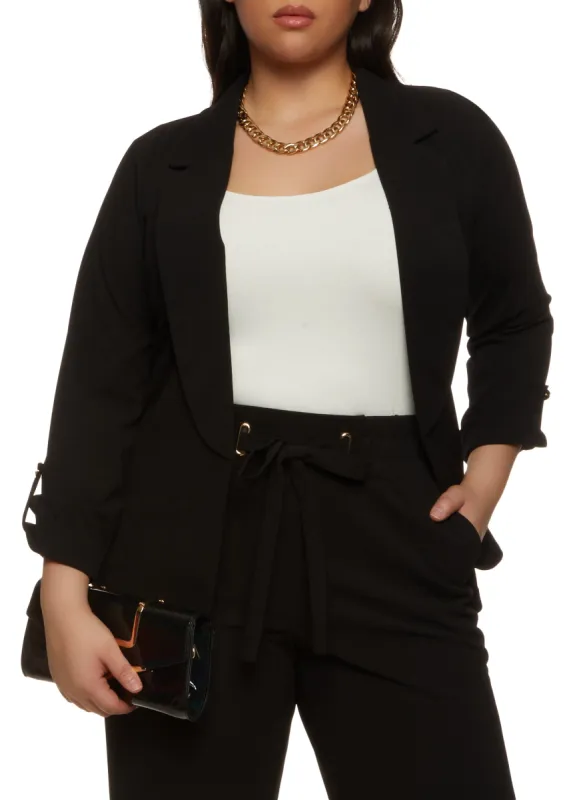 Plus Size Crepe Knit Open Blazer sold by Rainbow
