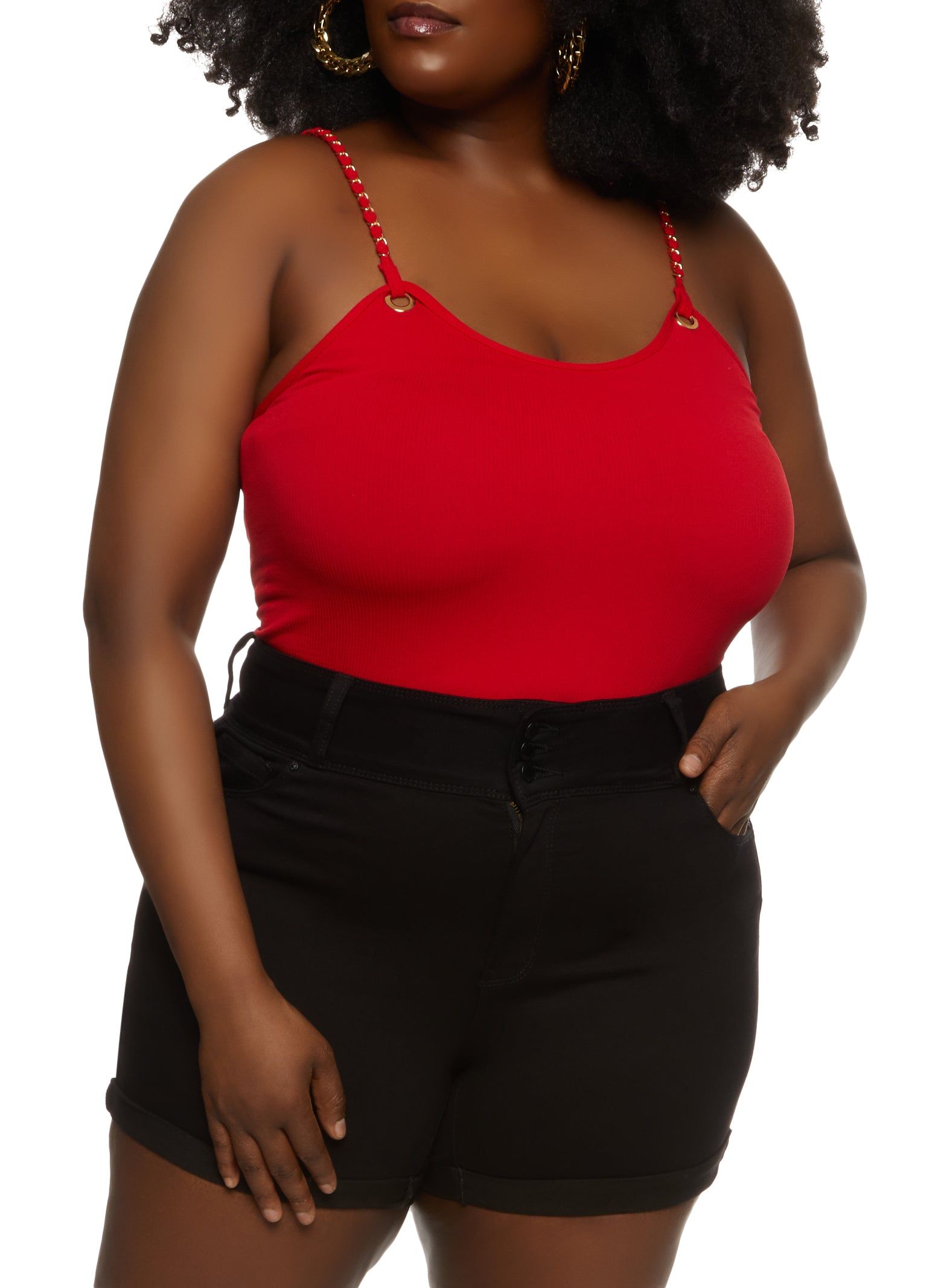 Plus Size Body Contour Chain Strap Cami Bodysuit sold by Rainbow product image thumbnail 2