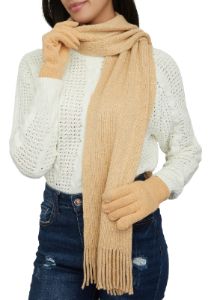 Lurex Scarf and Pom Pom Beanie with Gloves sold by Rainbow