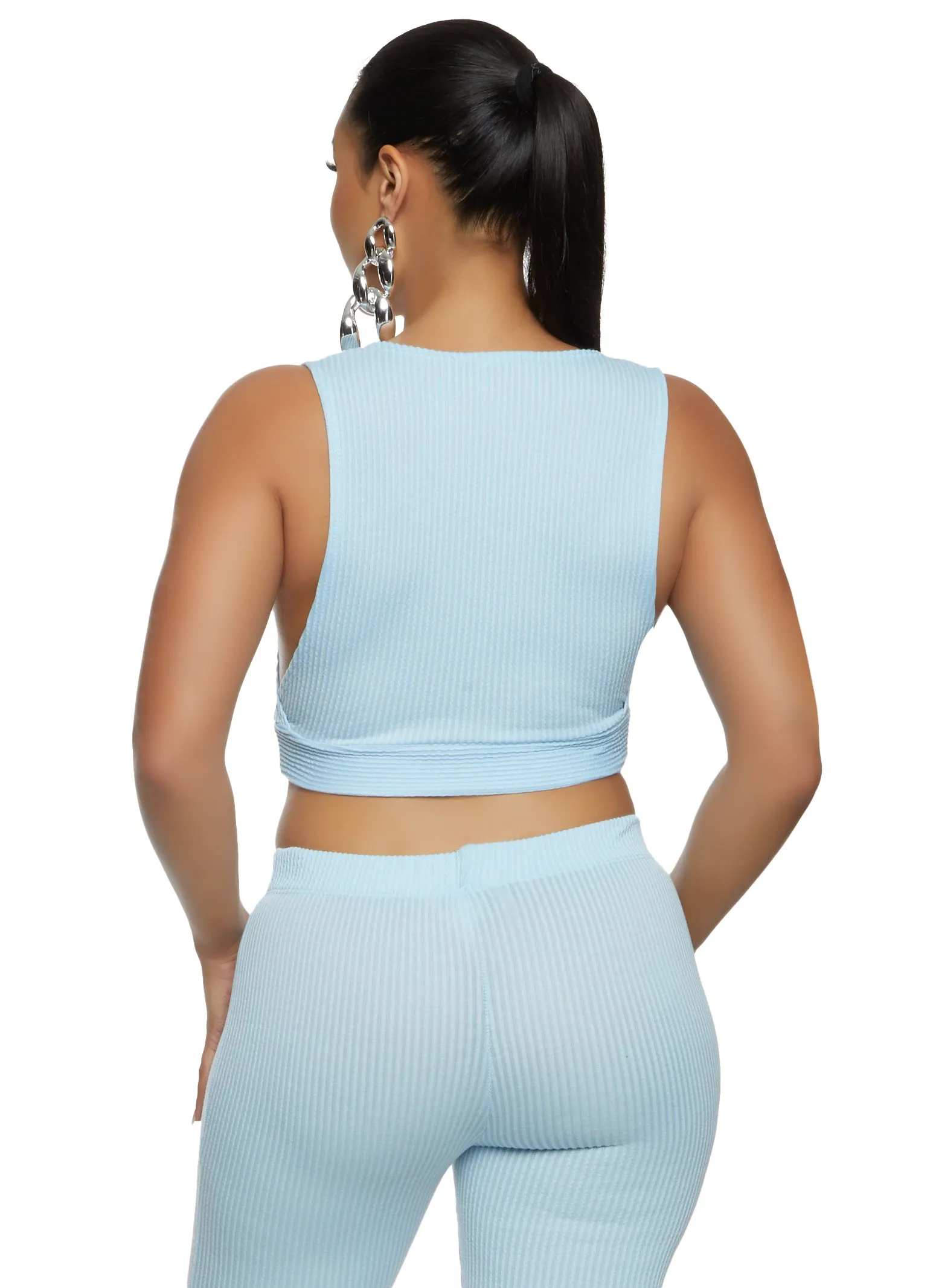 Ribbed Knit Solid Cropped Tank Top sold by Rainbow product image thumbnail 3