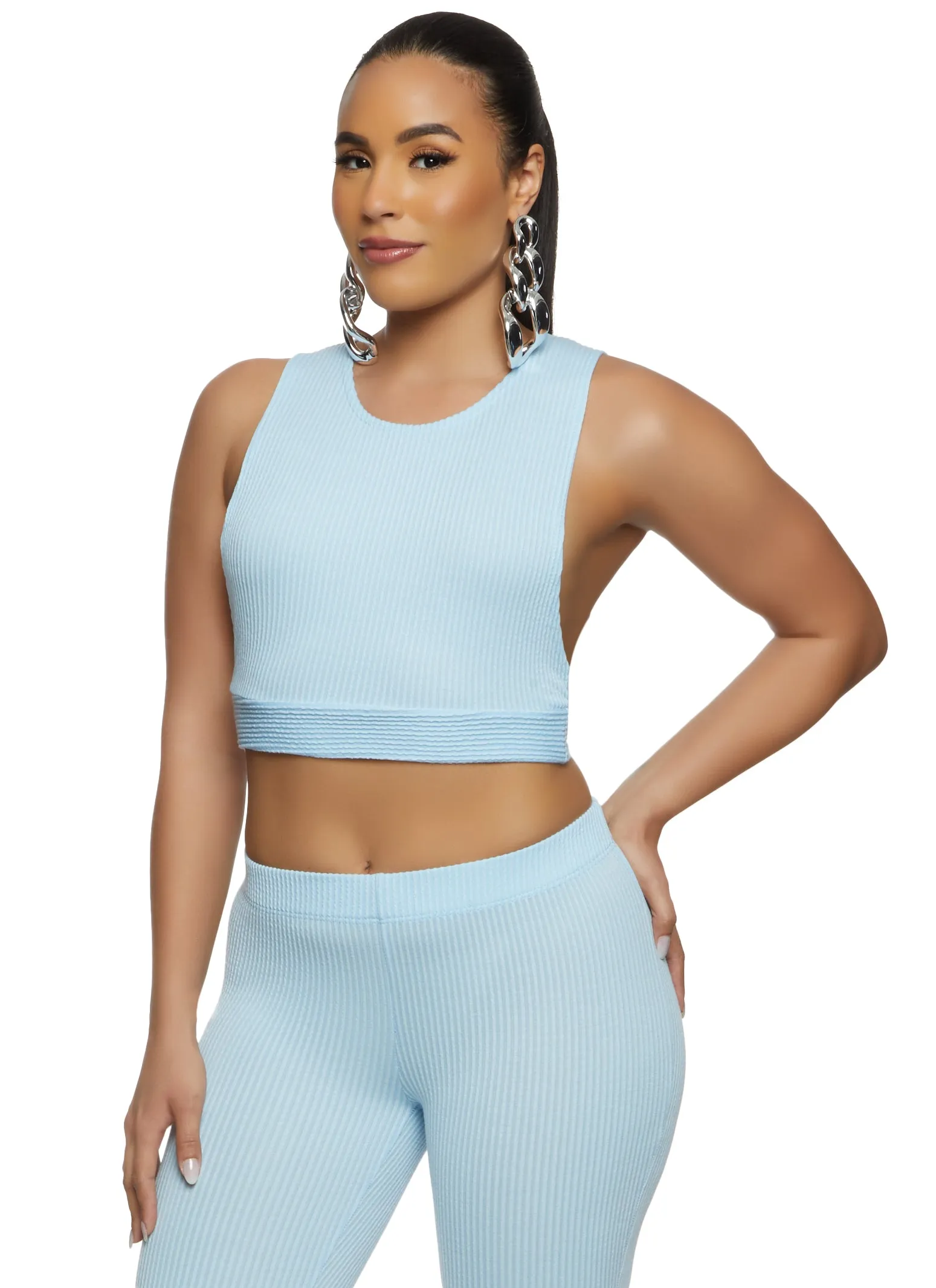 Ribbed Knit Solid Cropped Tank Top sold by Rainbow