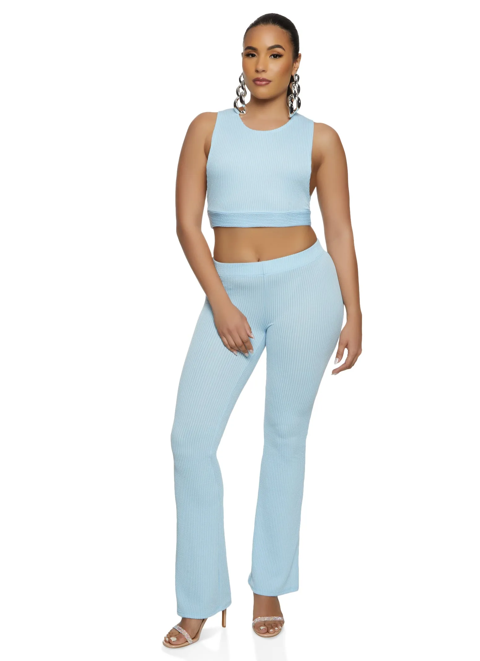 Ribbed Knit Solid Cropped Tank Top sold by Rainbow product image thumbnail 2