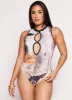 Printed Double Cut Out Bodysuit sold by Rainbow