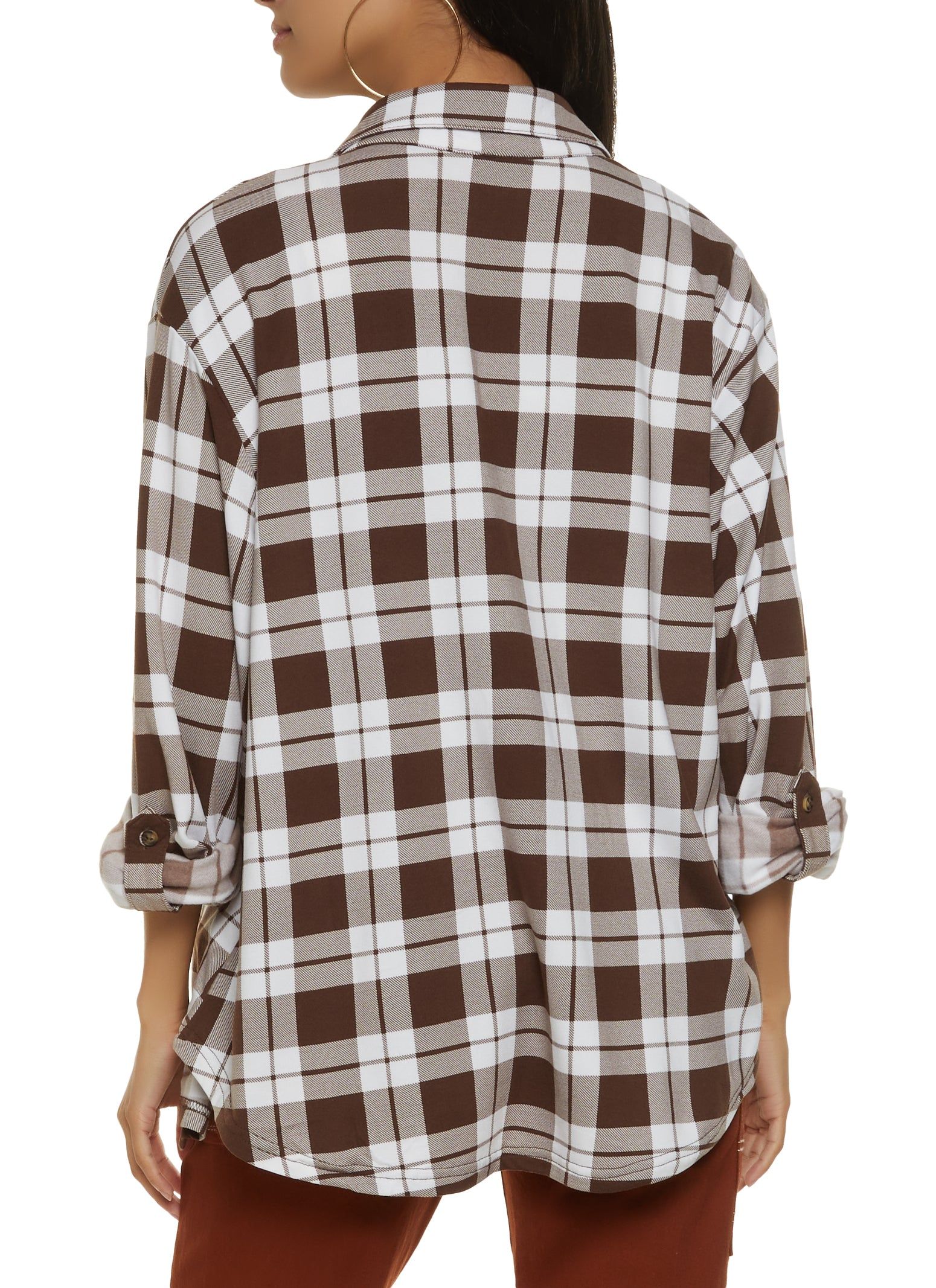 Plaid Button Front Tabbed Sleeve Shirt sold by Rainbow product image thumbnail 3