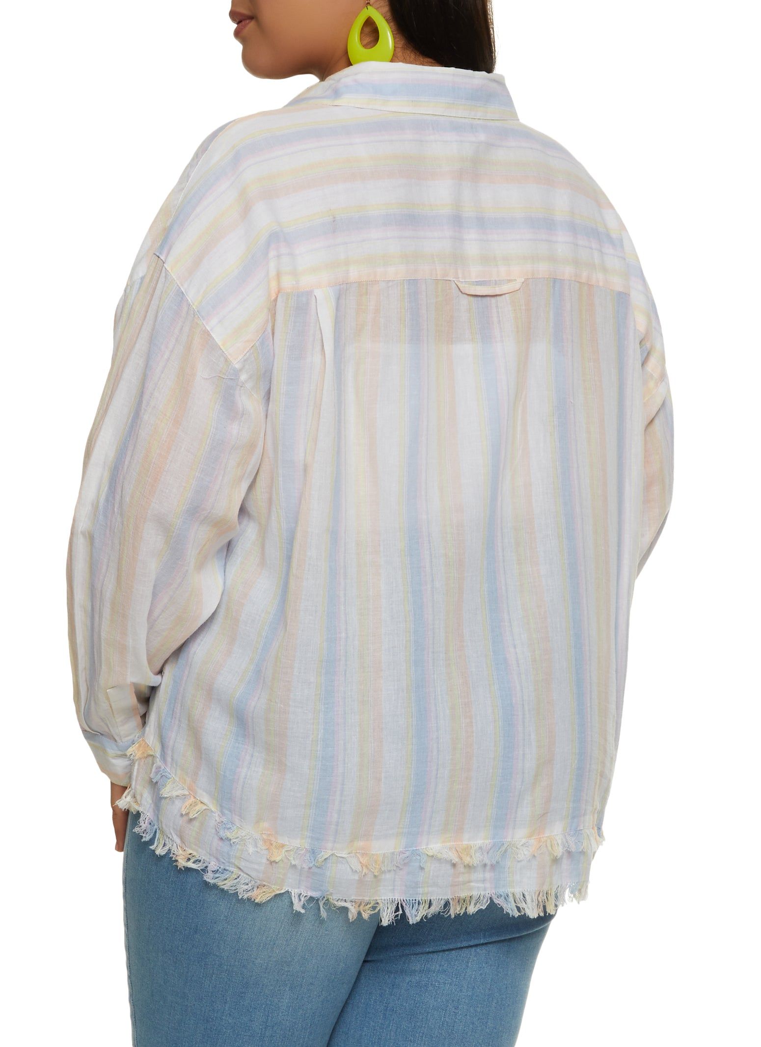 Plus Size Printed Frayed Hem Button Front Shirt sold by Rainbow product image thumbnail 2