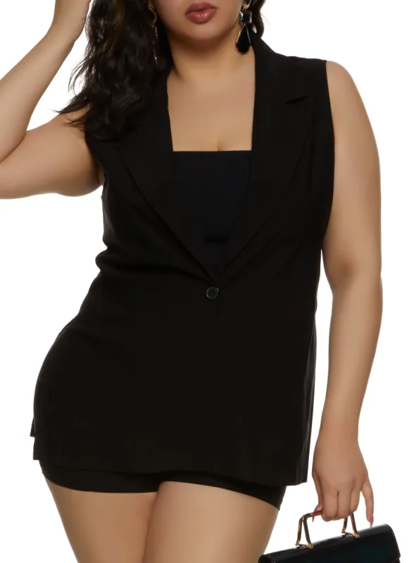 Plus Size Collared Blazer Vest sold by Rainbow