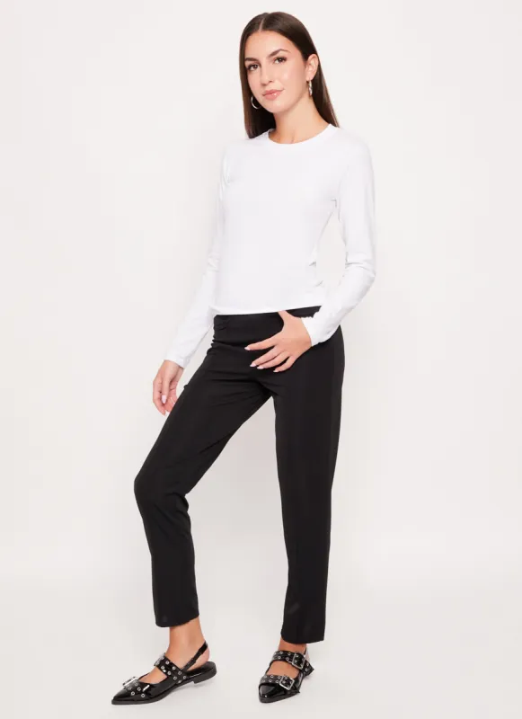 Crepe Knit Faux Button Pull On Pants sold by Rainbow