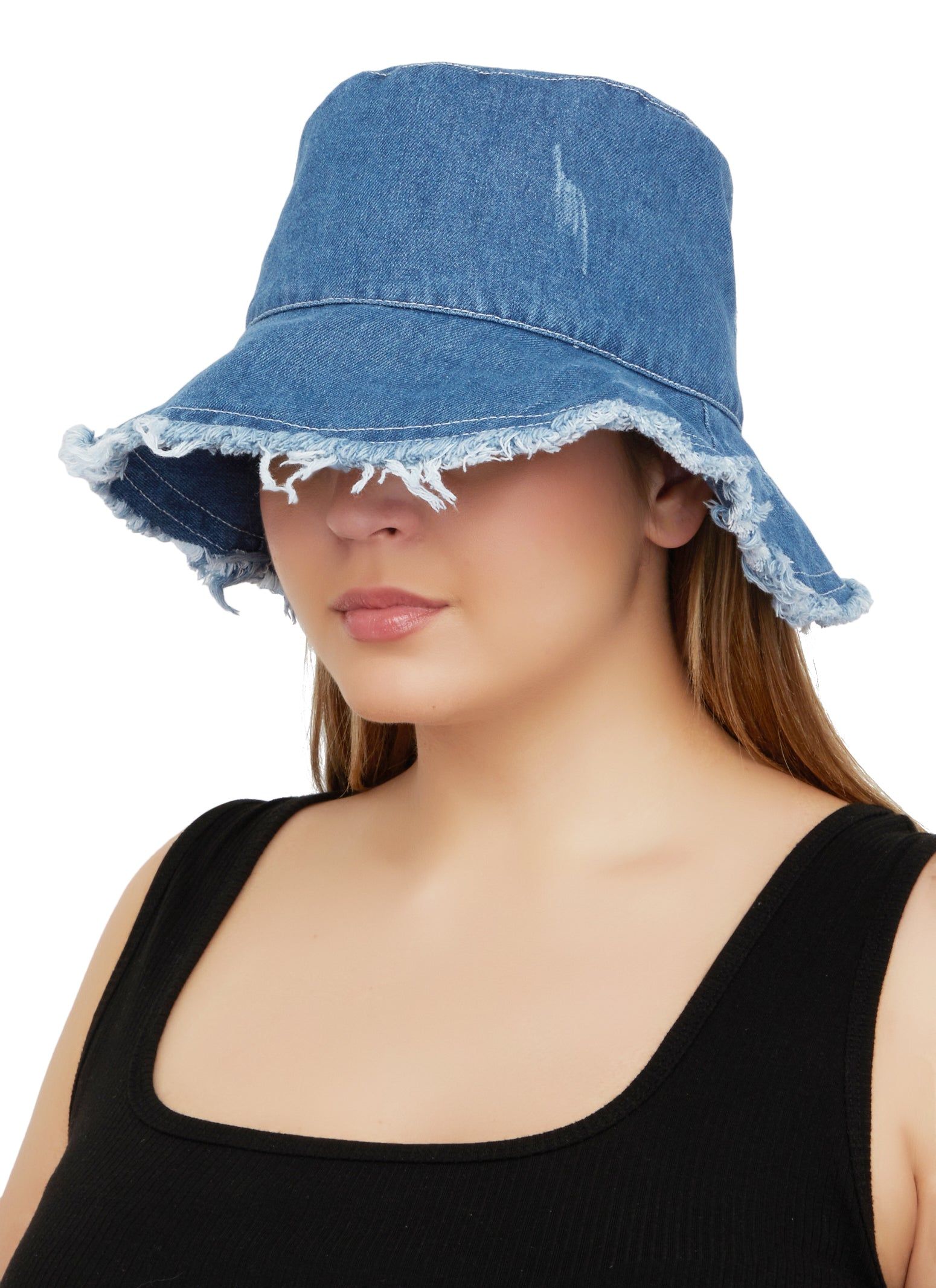 Frayed Denim Bucket Hat sold by Rainbow