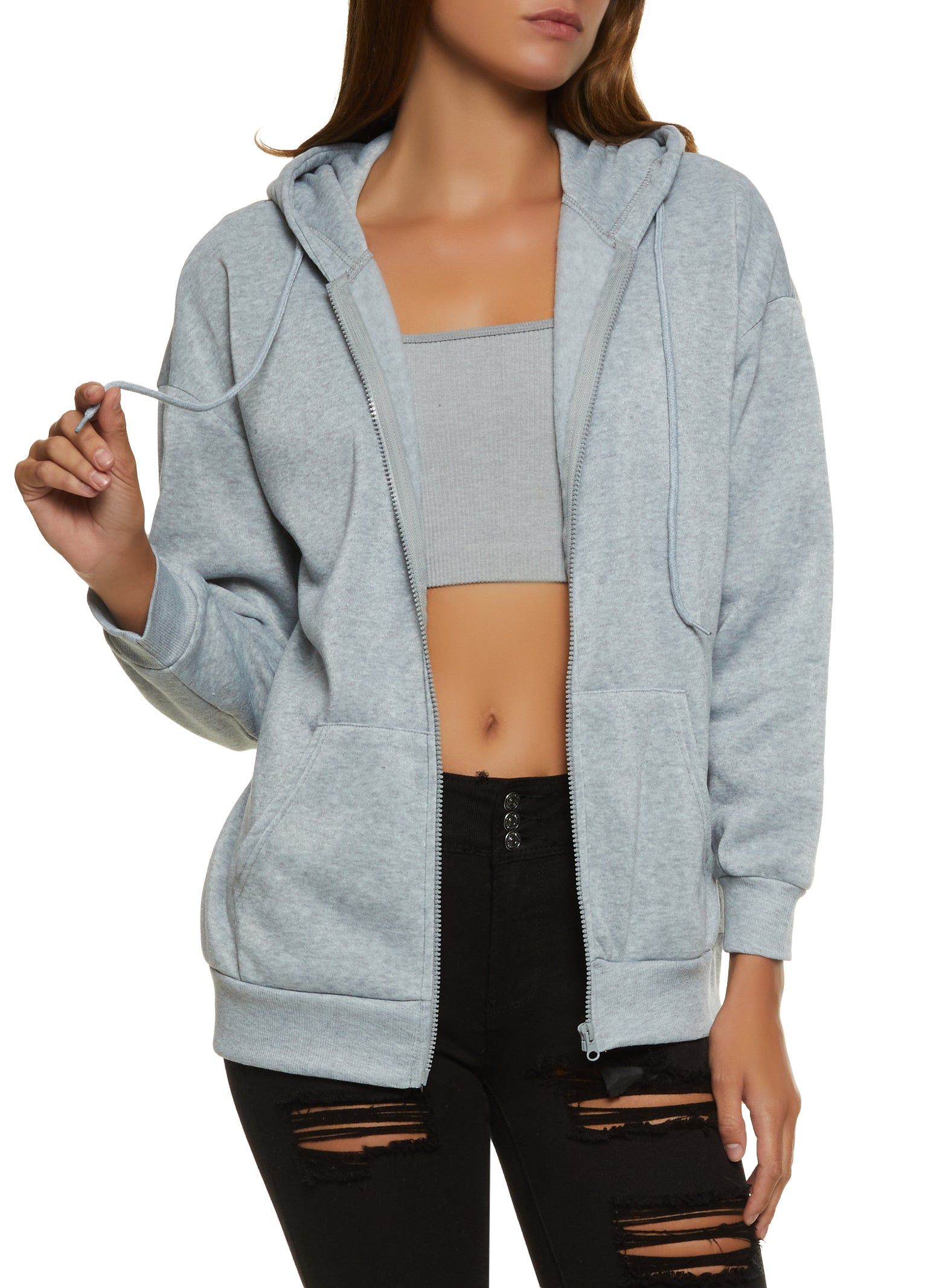 Oversized Fleece Zip Up Hoodie sold by Rainbow