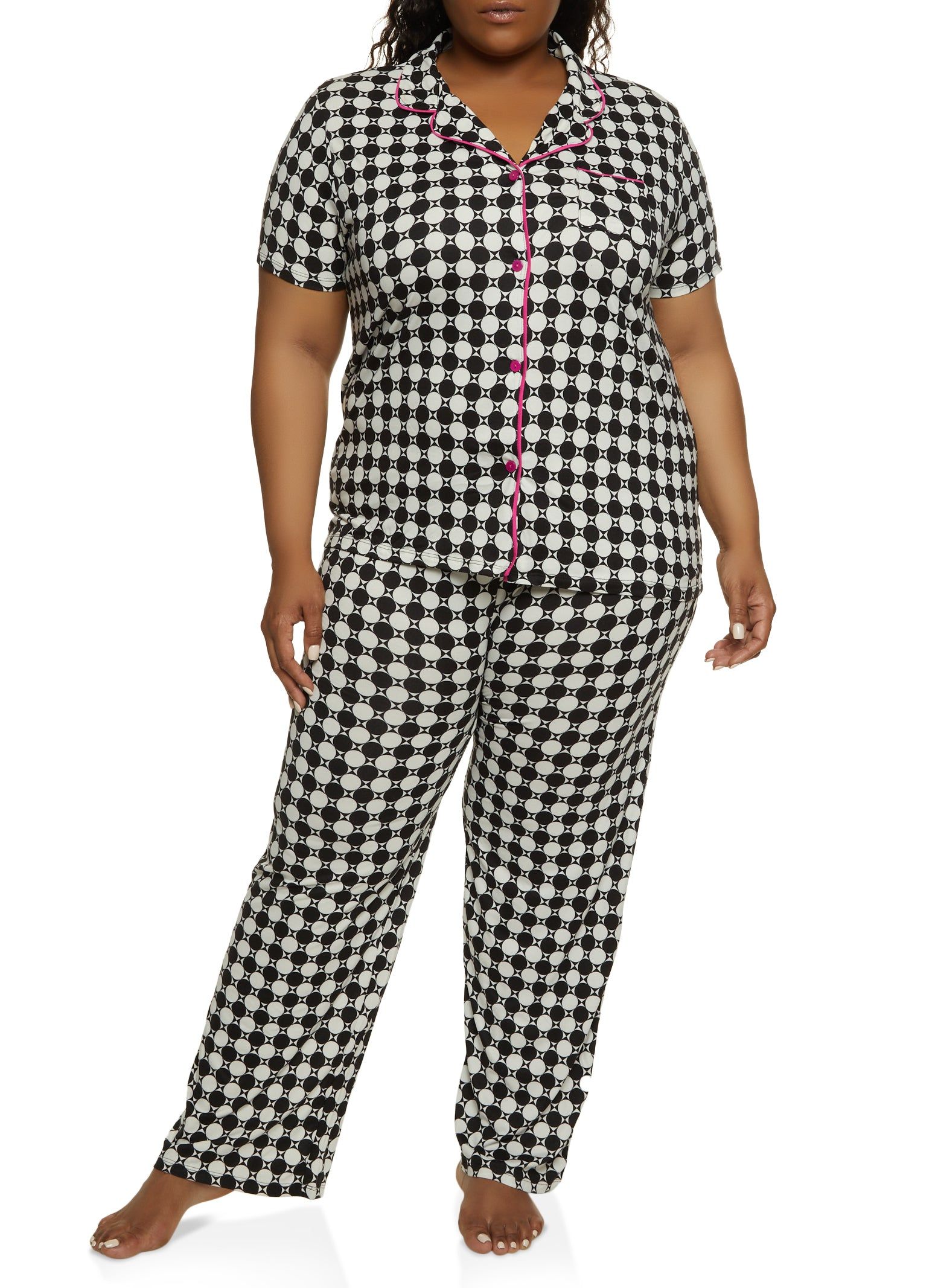 Plus Size Geometric Print Pajama Shirt and Pants sold by Rainbow product image thumbnail 2