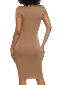 Mock Neck Short Sleeve Midi Dress sold by Rainbow