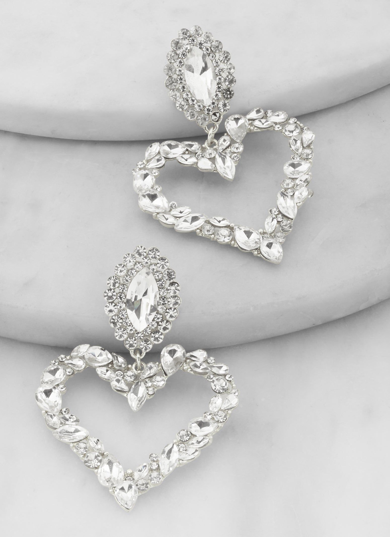 Rhinestone Heart Drop Earrings sold by Rainbow product image thumbnail 2