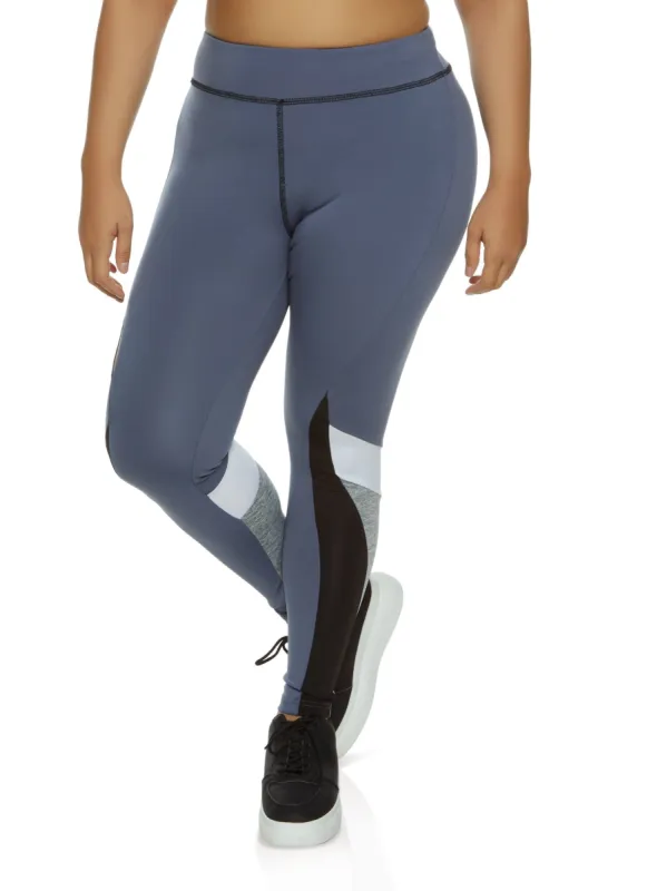 Plus Size Color Block High Waist Leggings sold by Rainbow