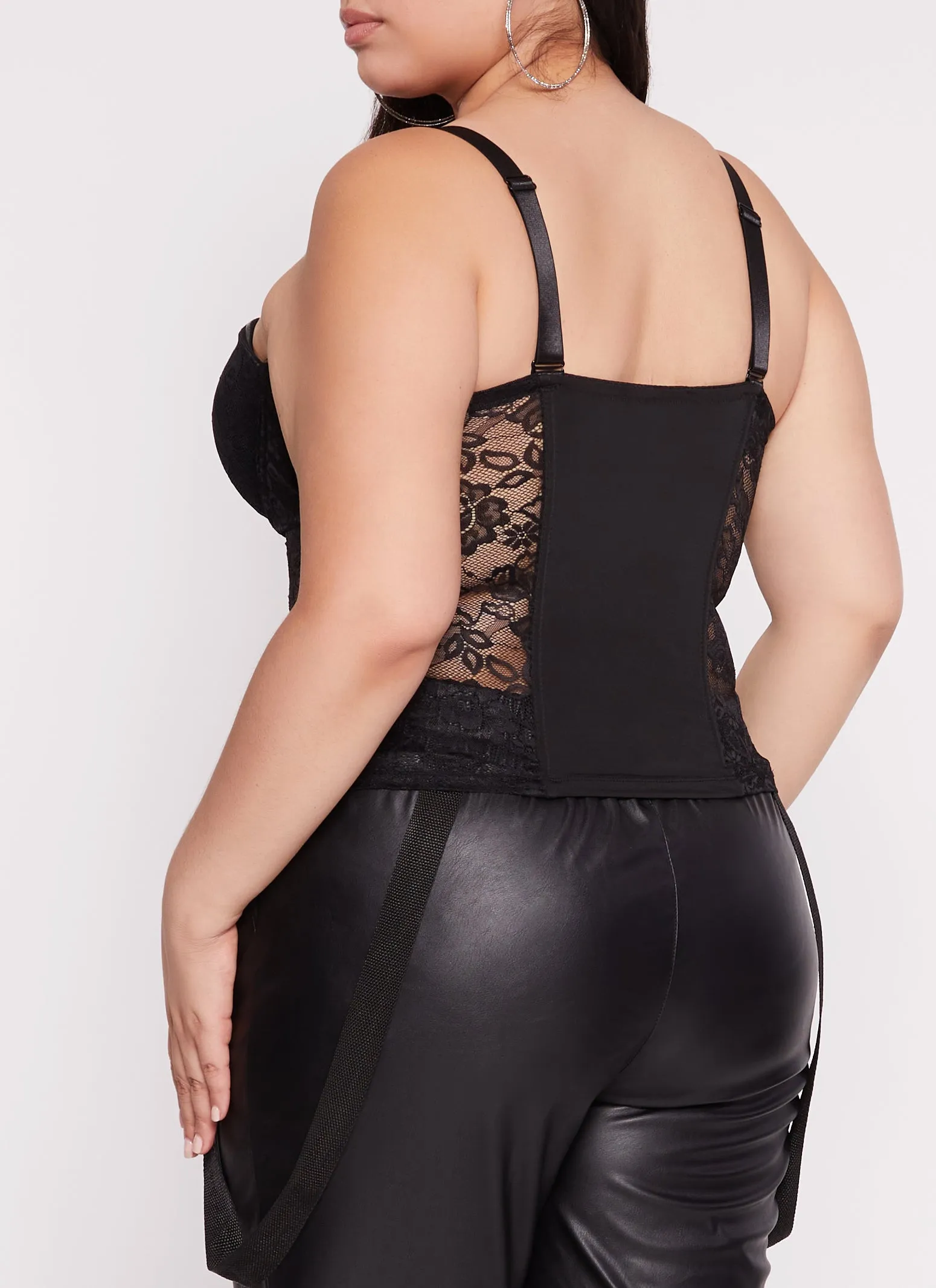 Plus Size Zip Front Floral Lace Detail Bustier Top sold by Rainbow product image thumbnail 3