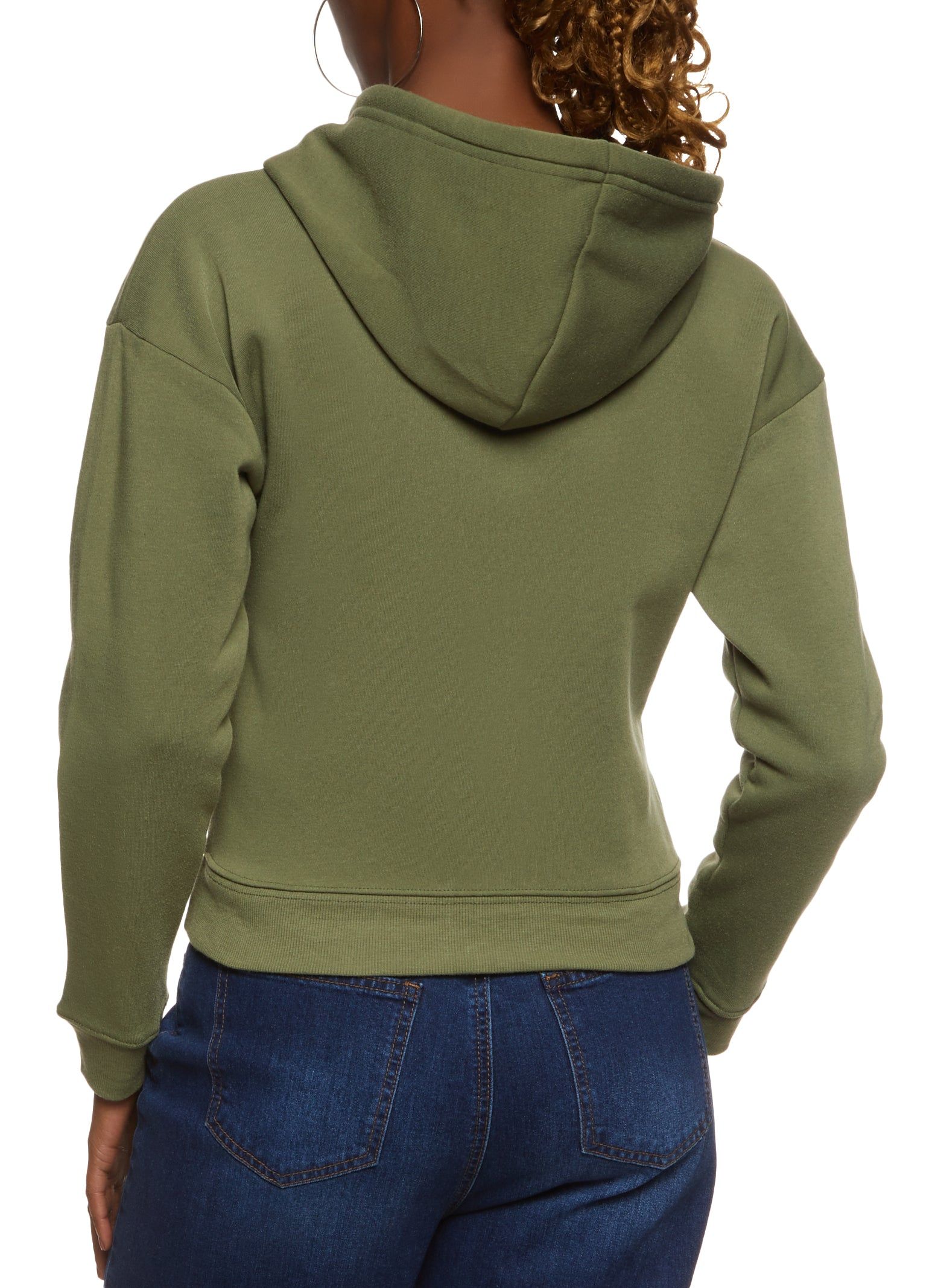 Fleece Solid Zip Front Hoodie sold by Rainbow product image thumbnail 2
