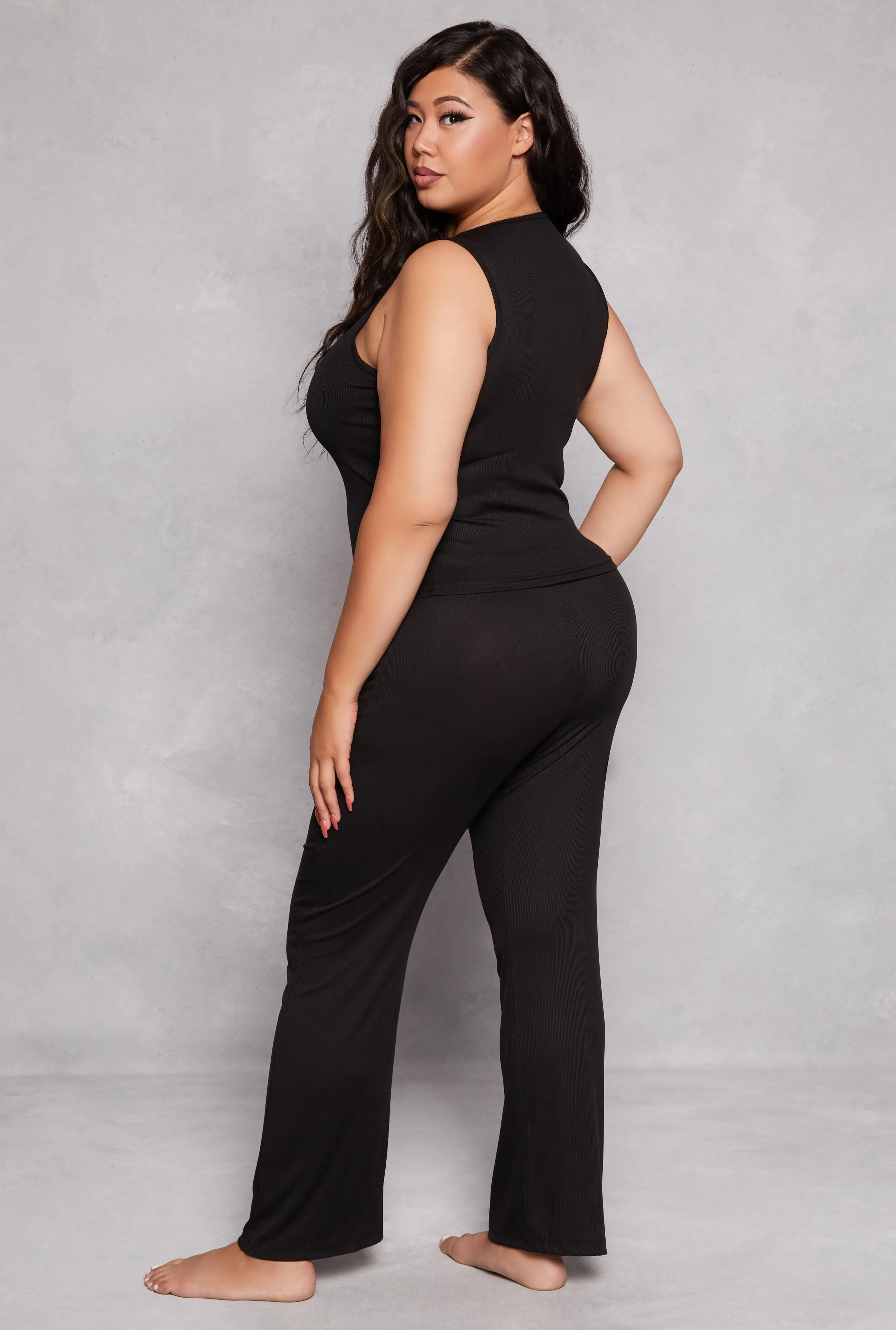 Plus Size Basic Pajama Tank Top and Pants with Robe sold by Rainbow product image thumbnail 5