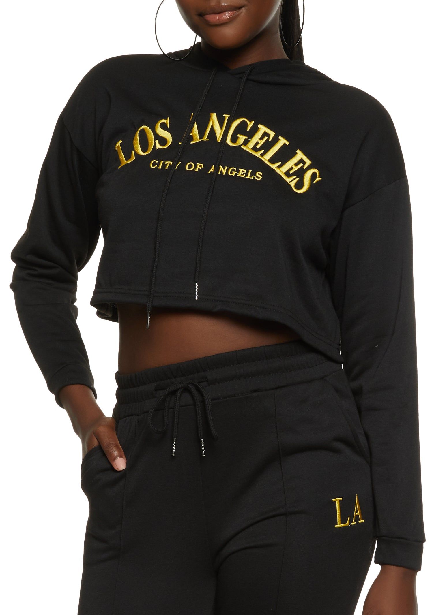 Los Angeles Embroidered Pullover Hoodie sold by Rainbow