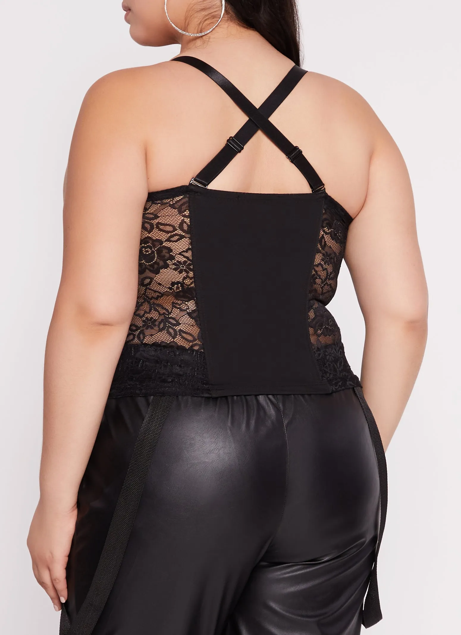 Plus Size Zip Front Floral Lace Detail Bustier Top sold by Rainbow product image thumbnail 5