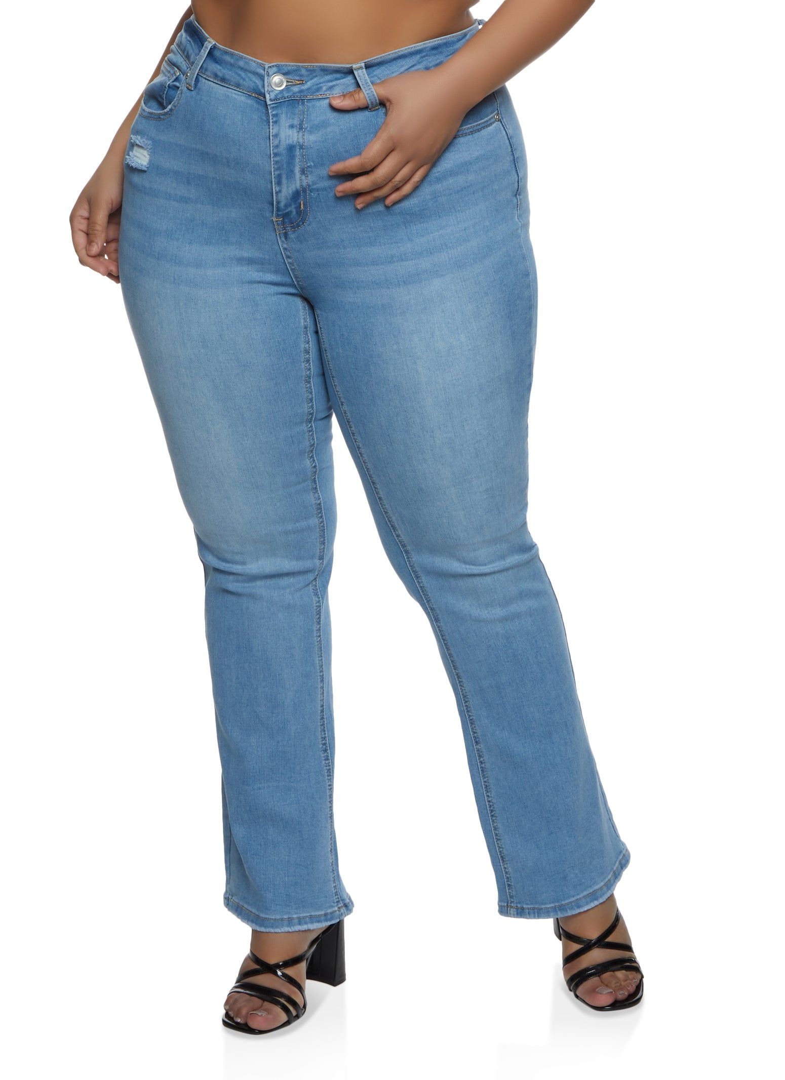 Plus Size WAX Whiskered Boot Cut Jeans sold by Rainbow