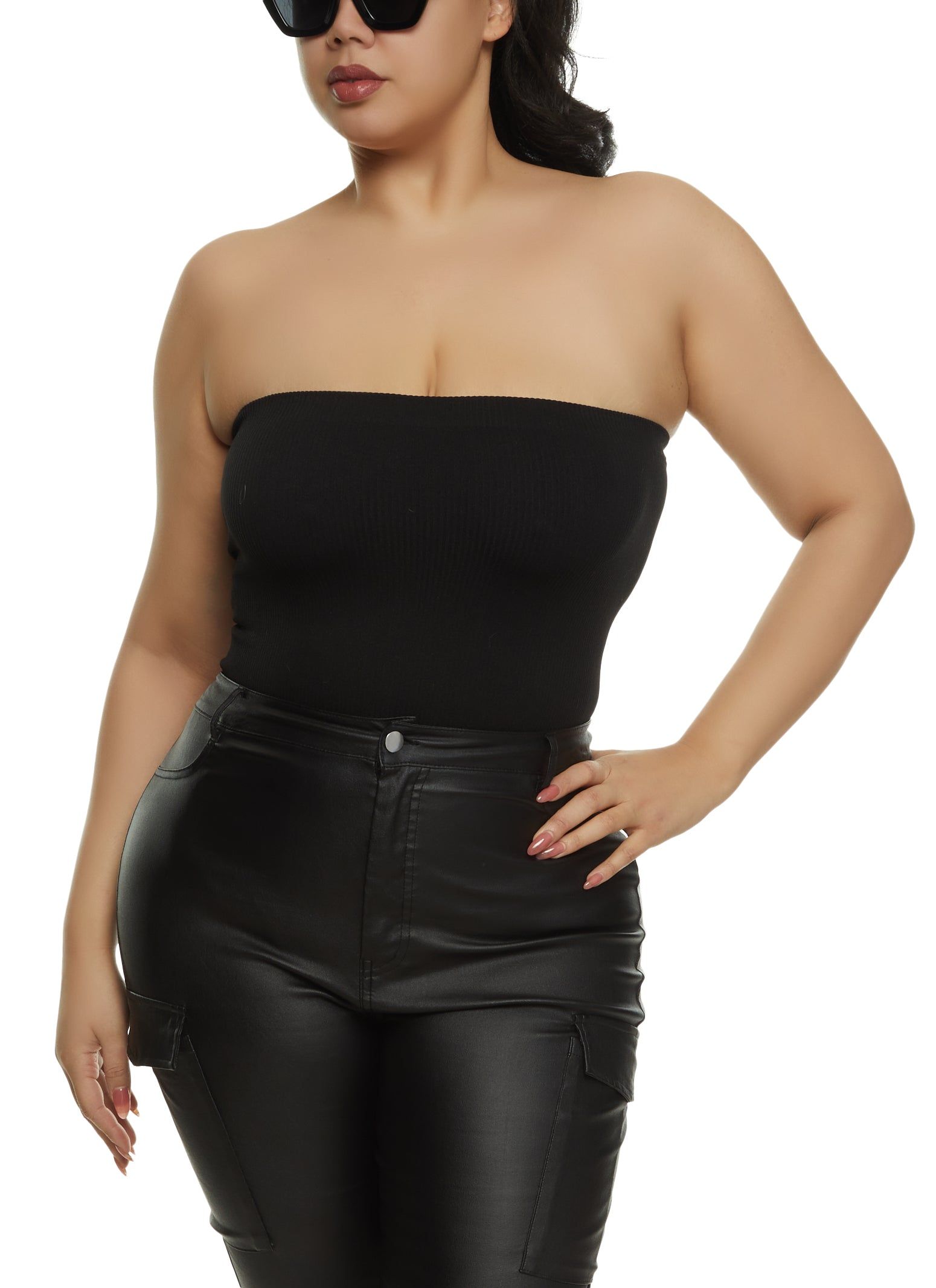 Plus Size Seamless Ribbed Strapless Bodysuit sold by Rainbow product image thumbnail 2