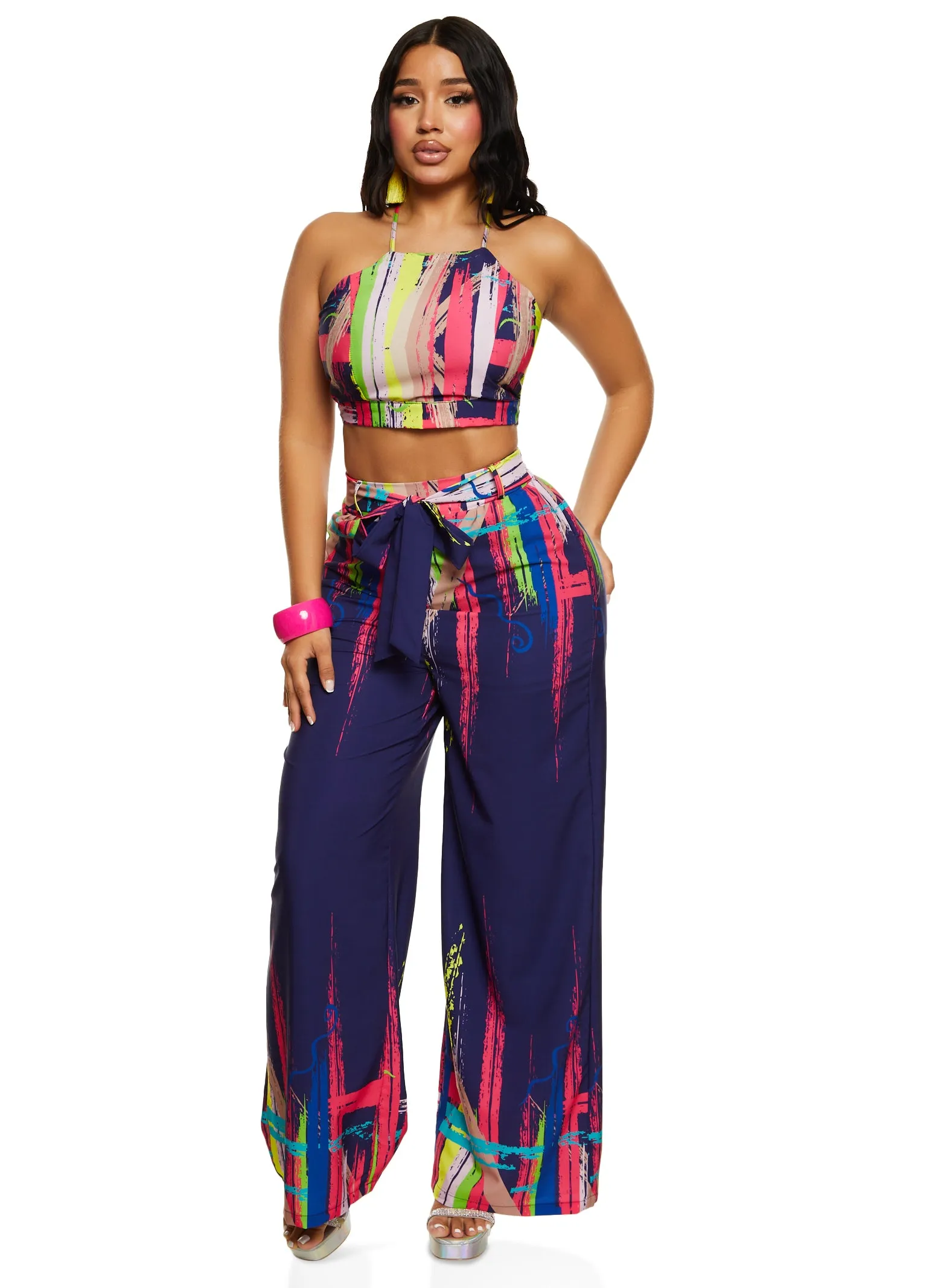 Printed Smocked Back Halter Top sold by Rainbow product image thumbnail 2