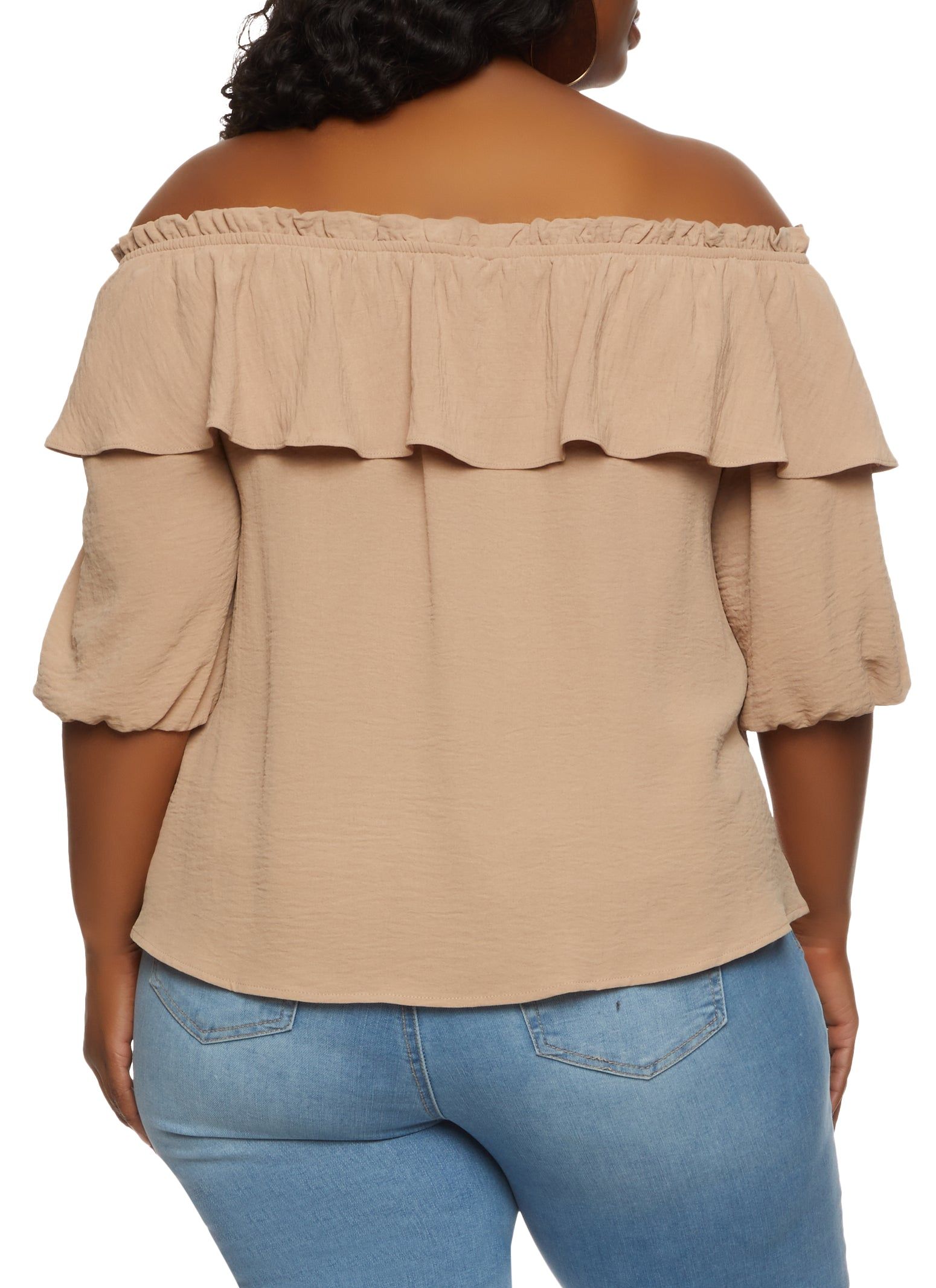 Plus Size Faux Button Front Off the Shoulder Top sold by Rainbow product image thumbnail 2