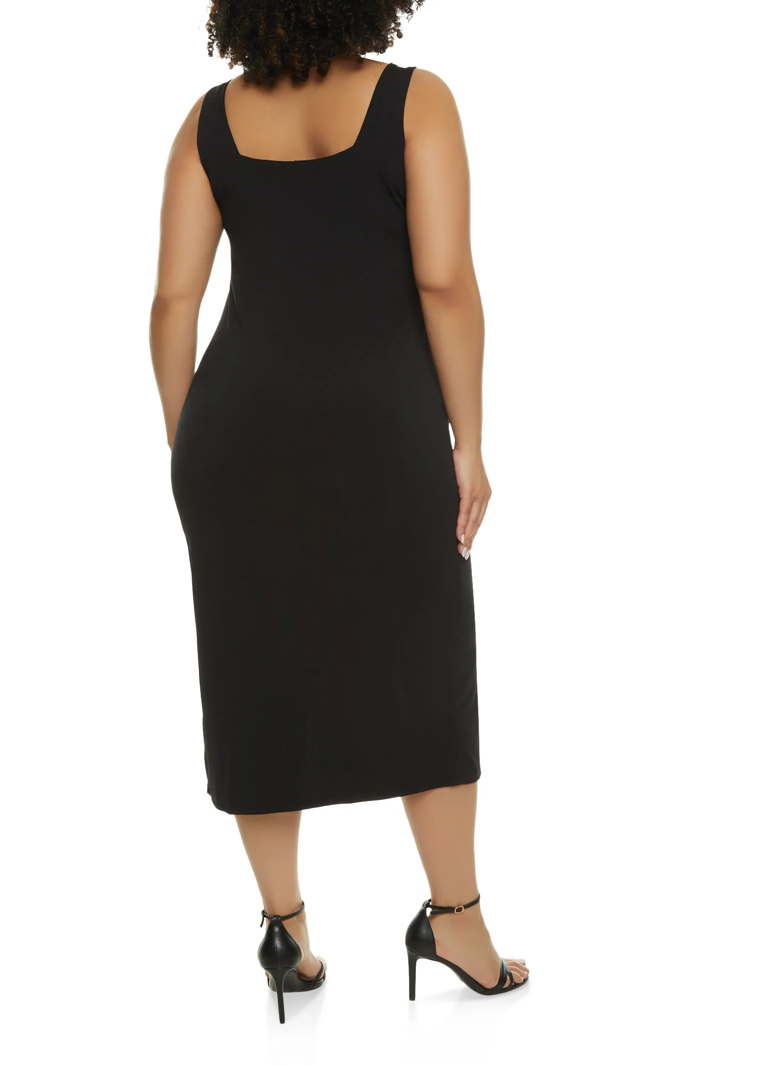 Plus Size Square Neck Midi Side Slit Tank Dress sold by Rainbow product image thumbnail 3