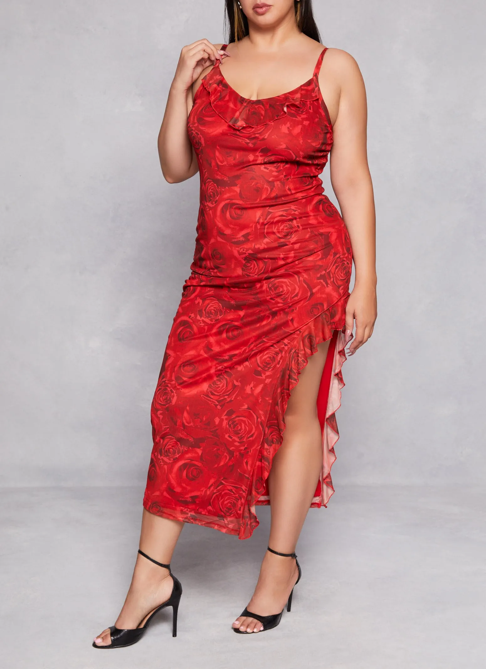 Plus Size Almost Famous Floral Print Asymmetrical Cami Dress sold by Rainbow product image thumbnail 2