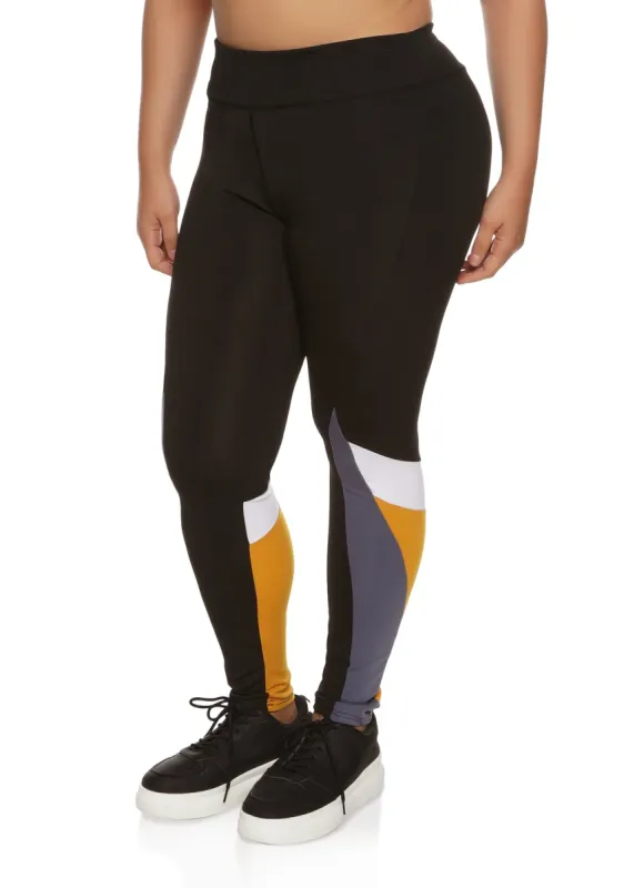 Plus Size Color Block High Waist Leggings sold by Rainbow