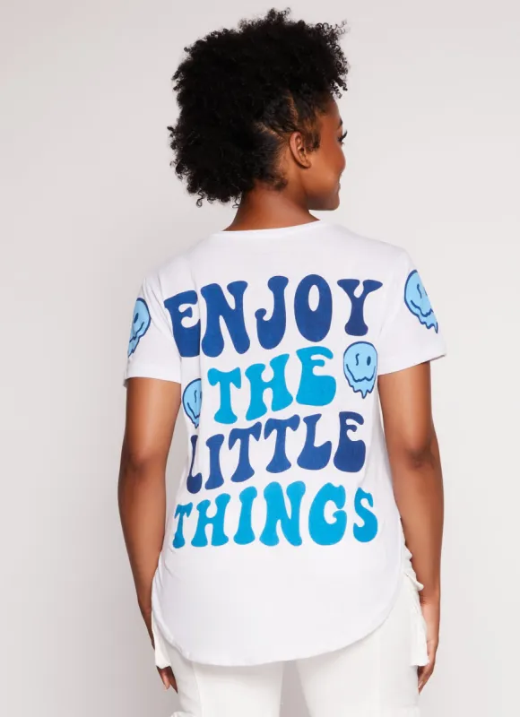 Plus Size Enjoy The Little Things Smiley Tee sold by Rainbow