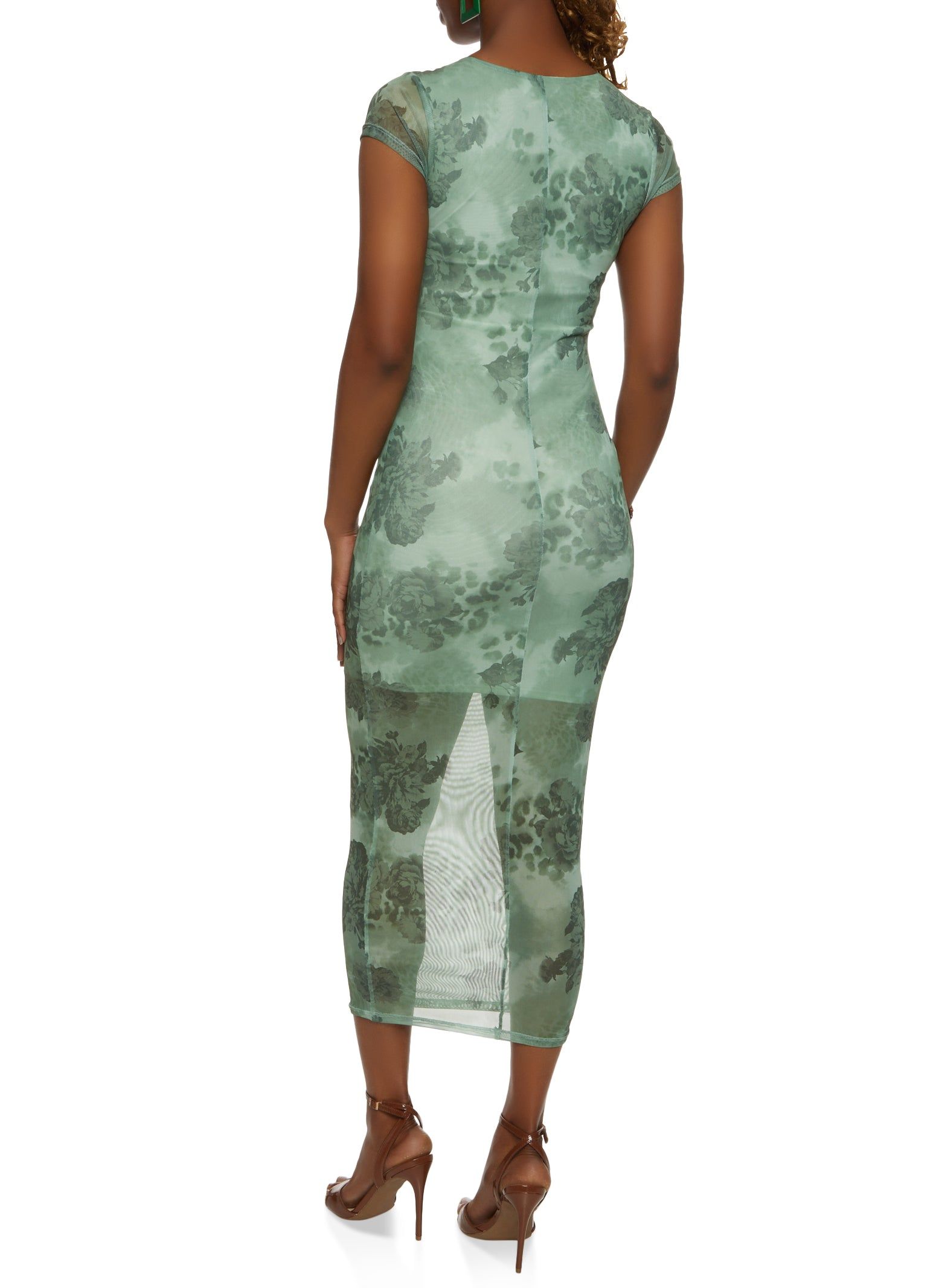 Mesh Printed Short Sleeve Midi Dress sold by Rainbow product image thumbnail 3