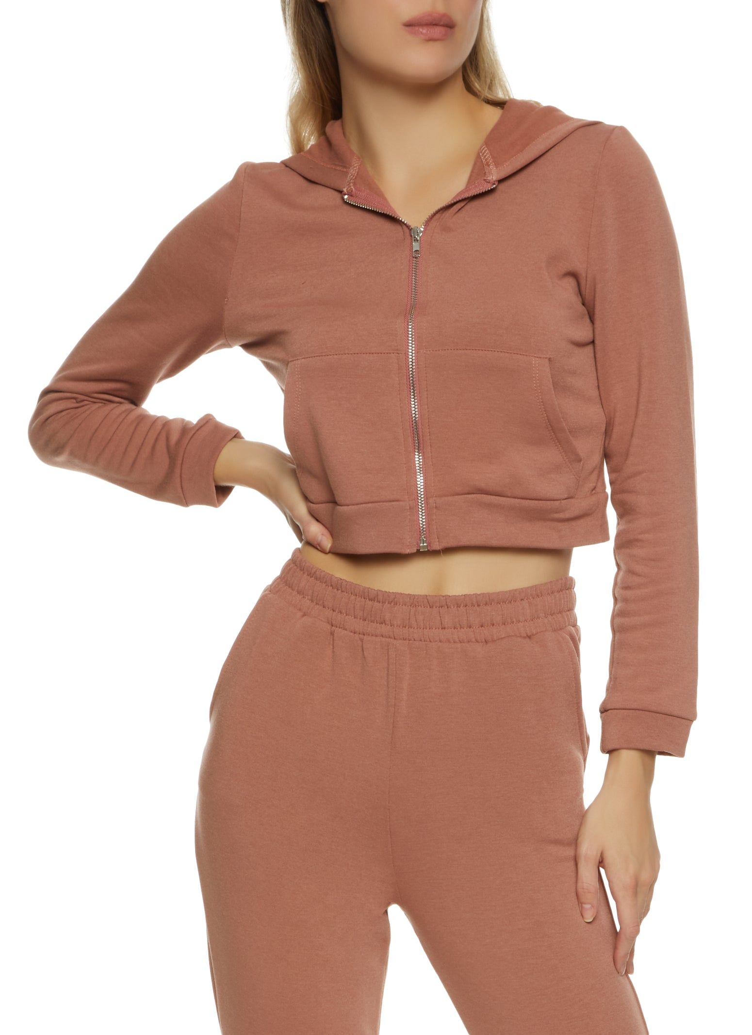 Cropped Zip Front Hoodie sold by Rainbow