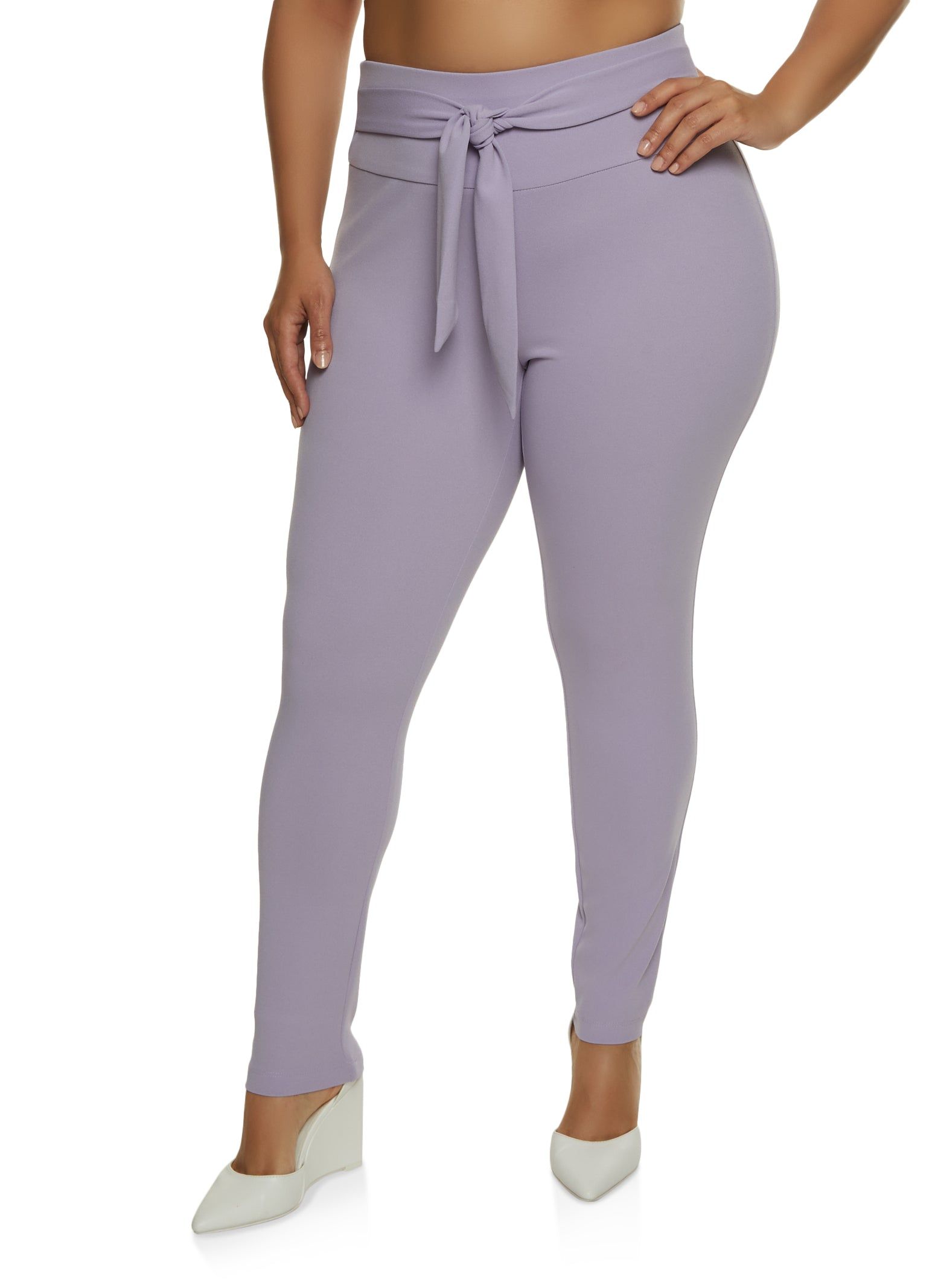 Plus Size Tie Waist Skinny Leg Dress Pants sold by Rainbow