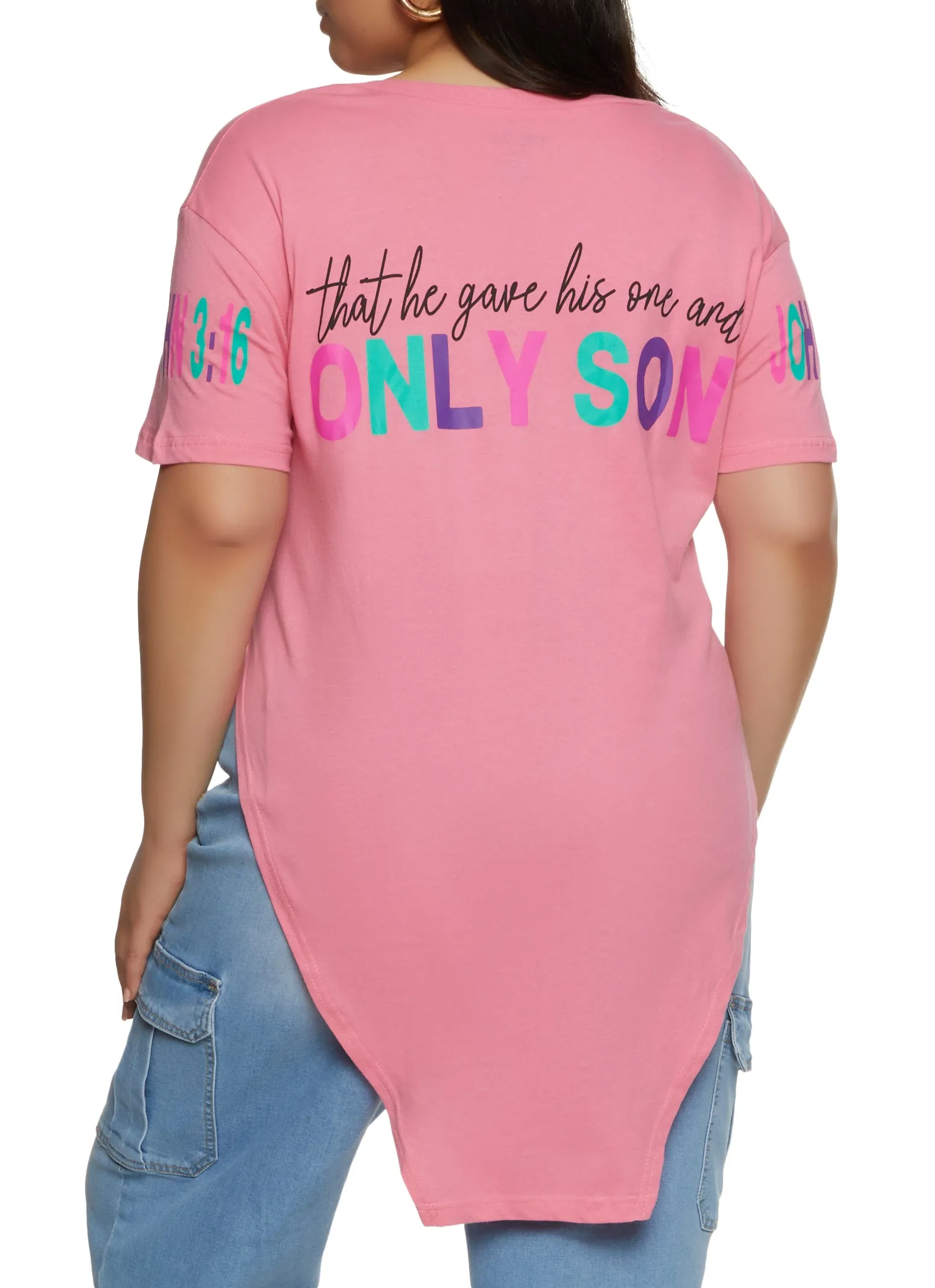 Plus Size God So Loved The World Tunic Graphic Tee sold by Rainbow product image thumbnail 2