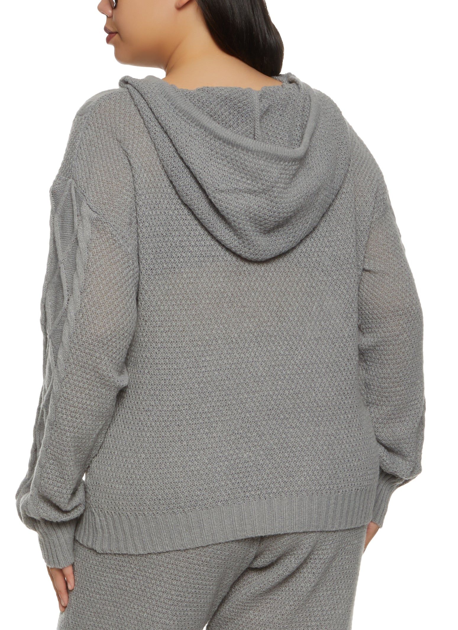 Plus Size Cable Knit Pullover Hoodie sold by Rainbow product image thumbnail 3