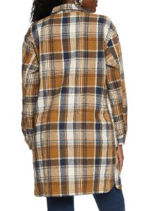 Plaid Brushed Knit Long Line Shacket sold by Rainbow