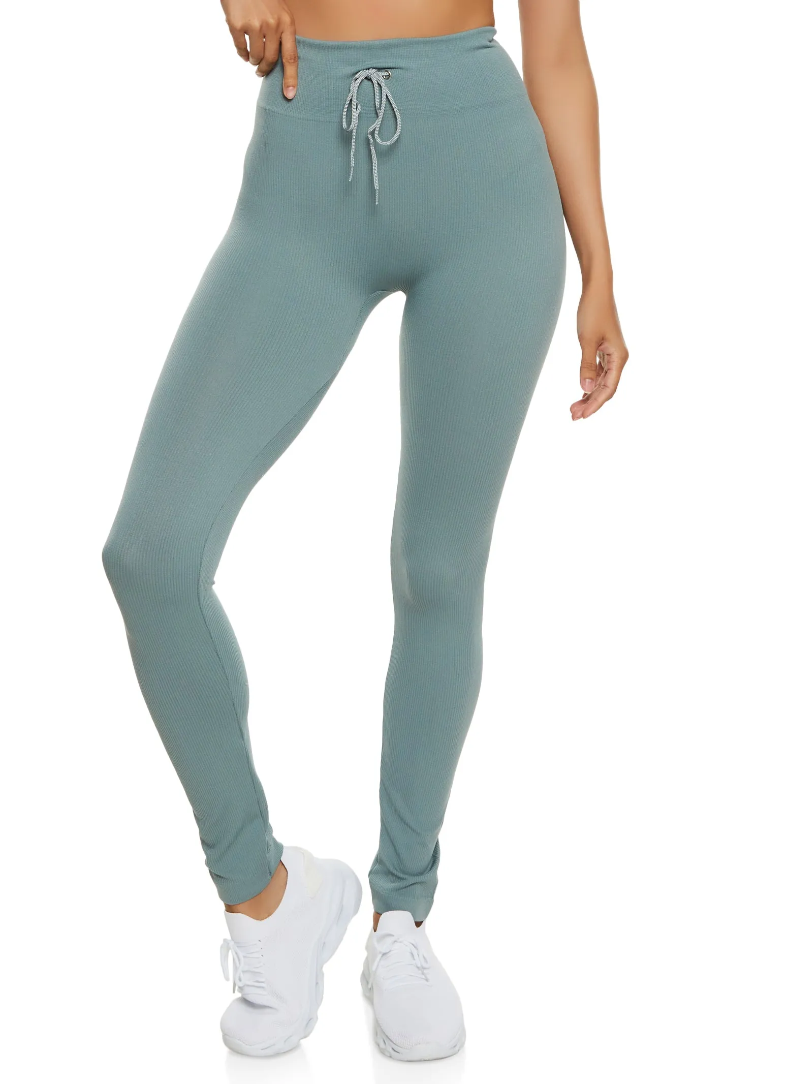 Seamless Ribbed Drawstring Leggings sold by Rainbow product image thumbnail 2