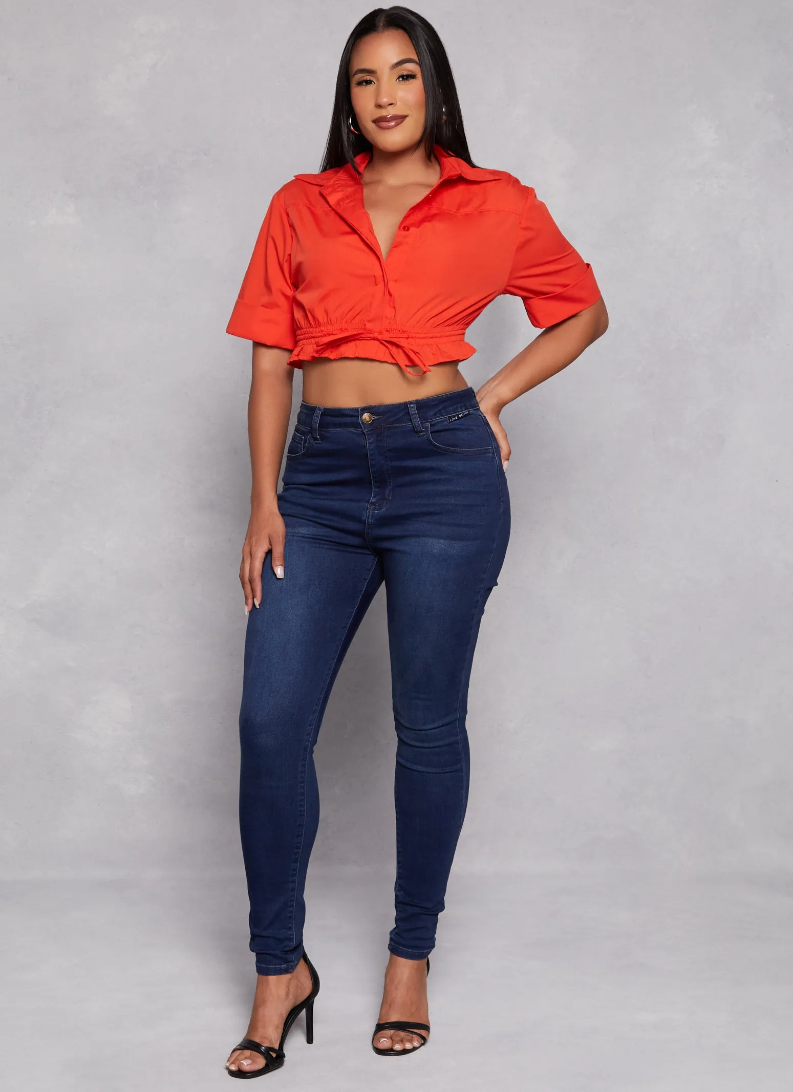 Poplin Button Front Drawstring Hem Shirt sold by Rainbow product image thumbnail 2