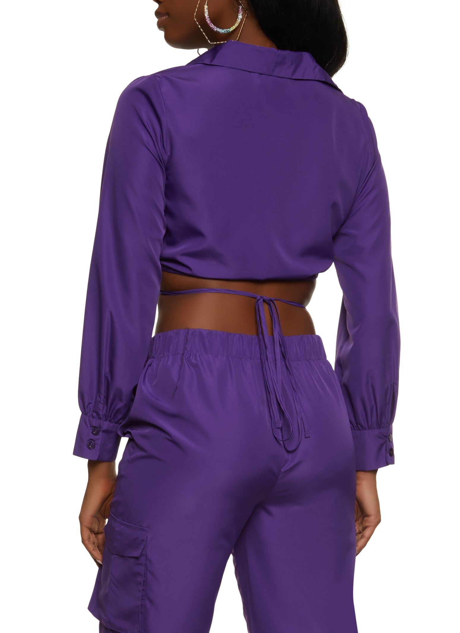 Nylon Tie Back Cropped Shirt sold by Rainbow product image thumbnail 3