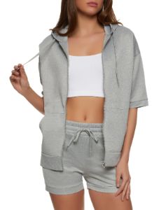 Short Sleeve Zip Up Hoodie sold by Rainbow