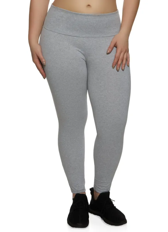 Plus Size Basic Waistband Leggings sold by Rainbow