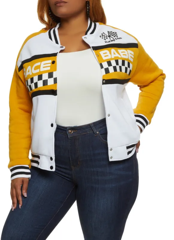 Plus Size Race Babe Varsity Jacket sold by Rainbow