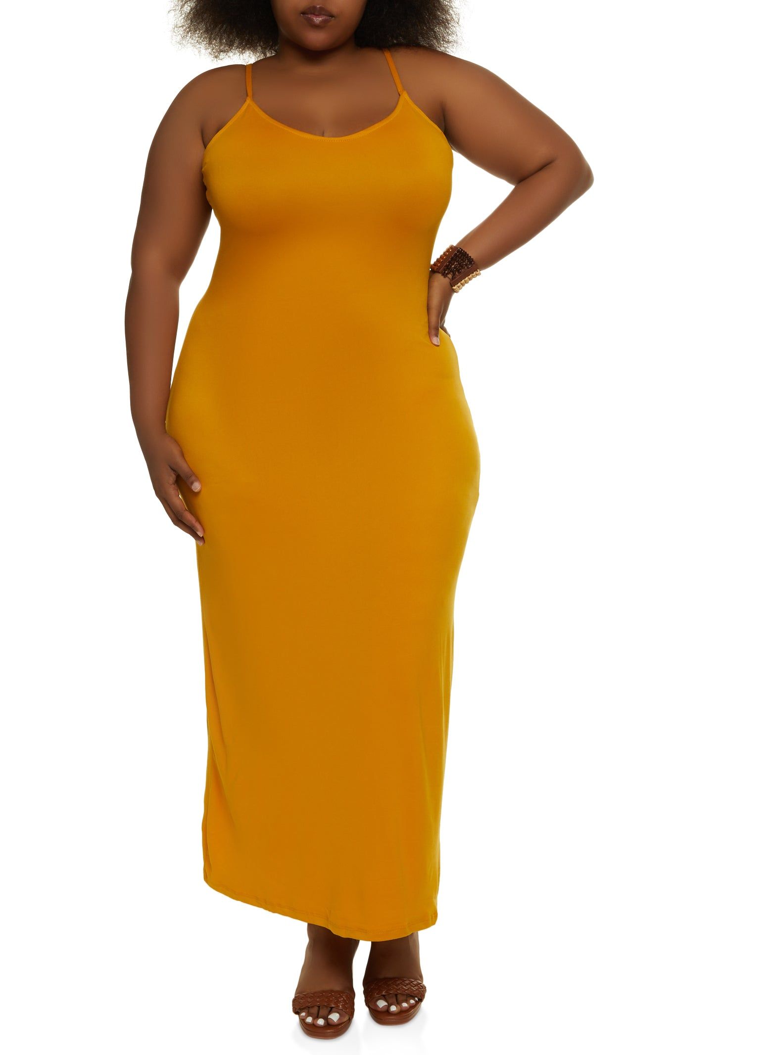 Plus Size Solid Scoop Neck Maxi Dress sold by Rainbow