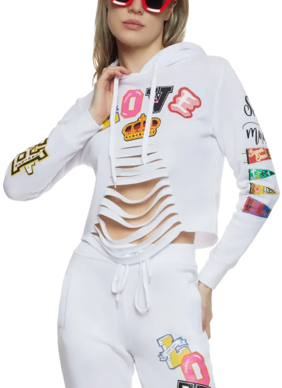 Slashed Love Graphic Hoodie sold by Rainbow