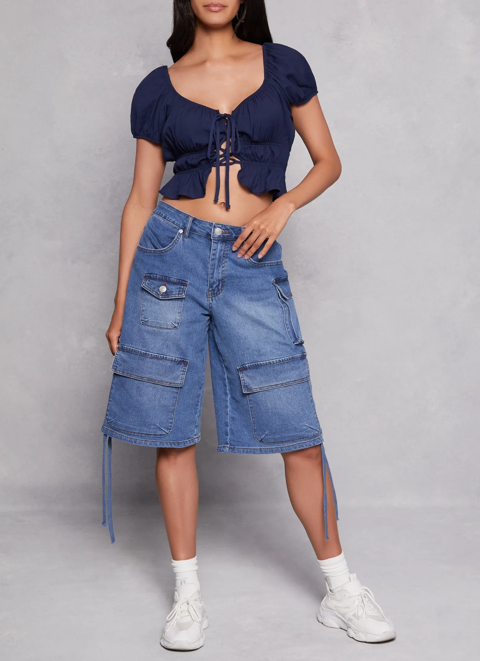 Linen Tie Front Peasant Top sold by Rainbow product image thumbnail 2