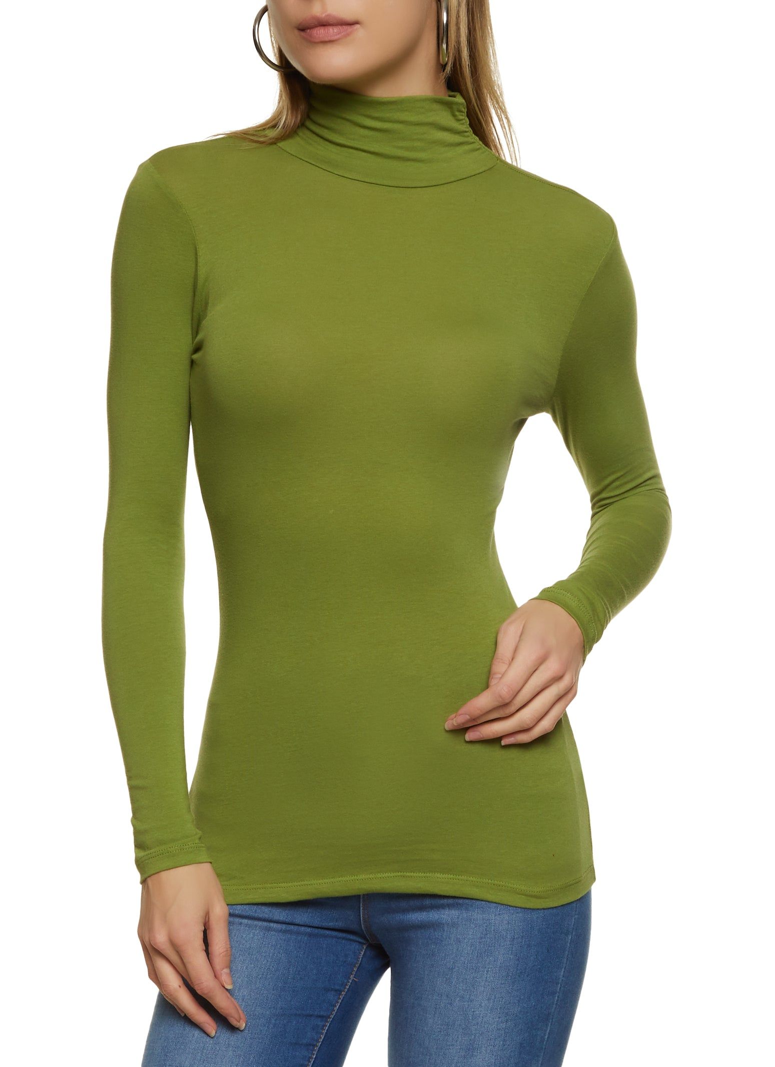 Solid Long Sleeve Turtleneck Top sold by Rainbow
